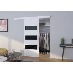 Fali tolóajtó ARES 76, Fehér, Fekete Lacobel