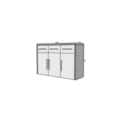 MARDEN komód, Fehér Ragyogás, Mont Blanc Sötét