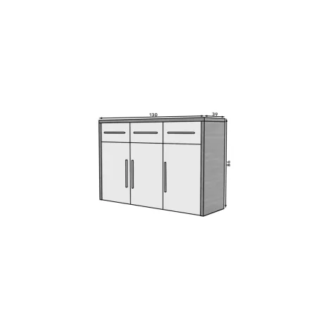 MARDEN komód, Fehér Ragyogás, Mont Blanc Sötét