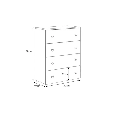 Komód ELZA, Fehér, Rózsaszín