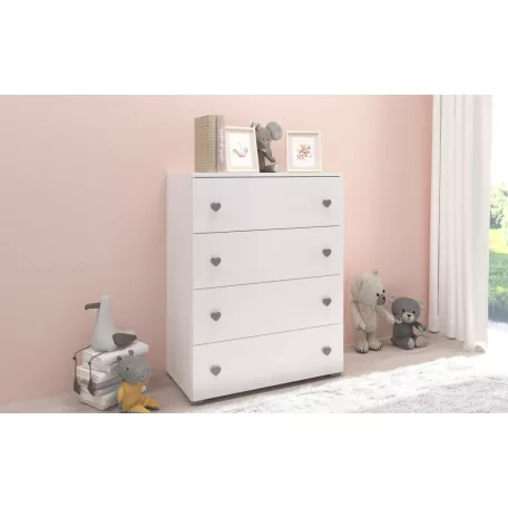 Komód ELZA, Fehér, Grafitszürke