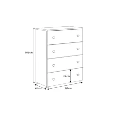 Komód ELZA, Fehér, Grafitszürke