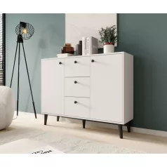 Komód BESA, Fehér, Fekete