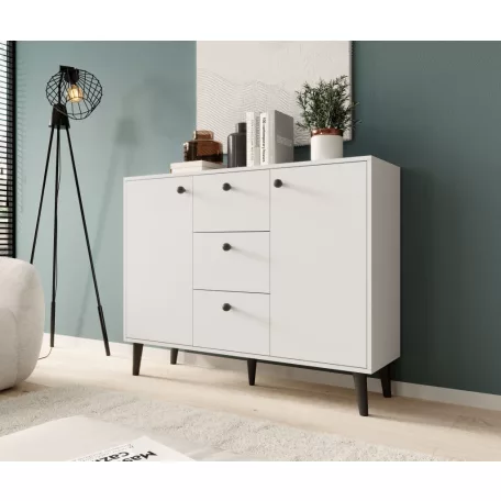 Komód BESA, Fehér, Fekete