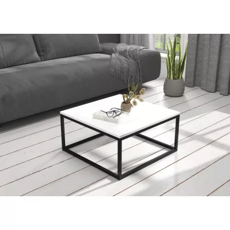 BELTEN 65x65 kávéasztal, Fekete, Fehér