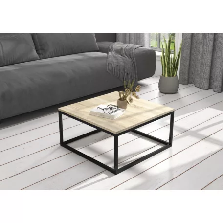 BELTEN 65x65 kávéasztal, Fekete, Sonoma