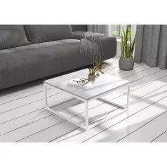 BELTEN 65x65 kávéasztal, Fehér, Beton