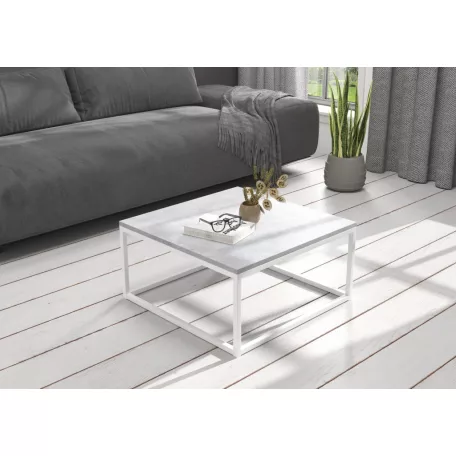 BELTEN 65x65 kávéasztal, Fehér, Beton