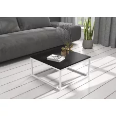 BELTEN 65x65 kávéasztal, Fehér, Fekete