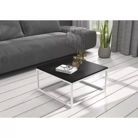 BELTEN 65x65 kávéasztal, Fehér, Fekete