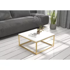 BELTEN 65x65 kávéasztal, Arany, Fehér