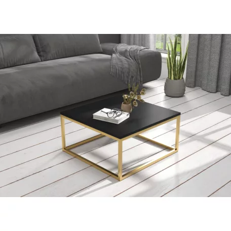 BELTEN 65x65 kávéasztal, Arany, Fekete
