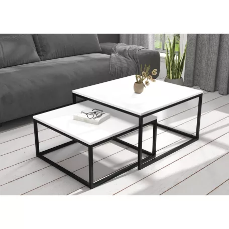 KAMA 2 az 1-ben kávéasztal, Fekete, Fehér