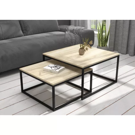 KAMA 2 az 1-ben kávéasztal, Fekete, Sonoma