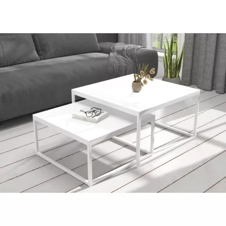 KAMA 2 az 1-ben kávéasztal, Fehér, Fehér