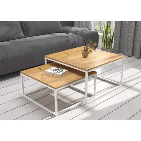 KAMA 2 az 1-ben kávéasztal, Fehér, Artisan