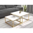 KAMA 2 az 1-ben kávéasztal, Arany, Fehér