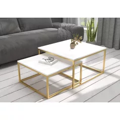 KAMA 2 az 1-ben kávéasztal, Arany, Fehér