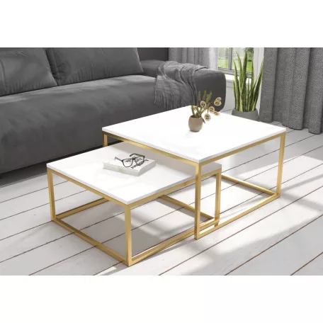 KAMA 2 az 1-ben kávéasztal, Arany, Fehér
