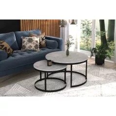 OKIN 2 az 1-ben kávéasztal, Fekete, Beton