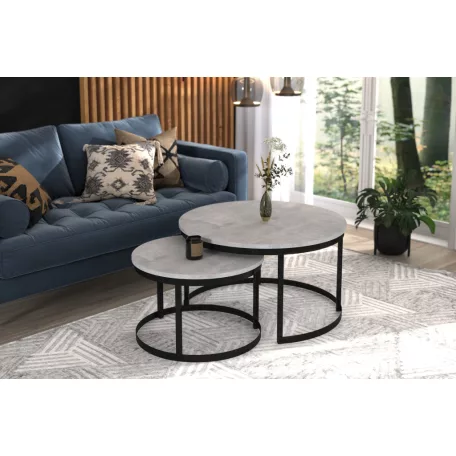 OKIN 2 az 1-ben kávéasztal, Fekete, Beton