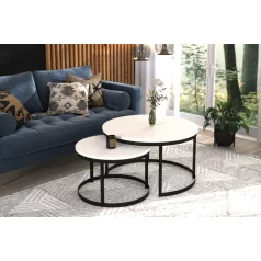 OKIN 2 az 1-ben kávéasztal, Fekete, Fehér