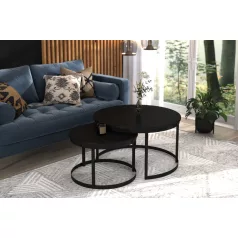 OKIN 2 az 1-ben kávéasztal, Fekete, Fekete