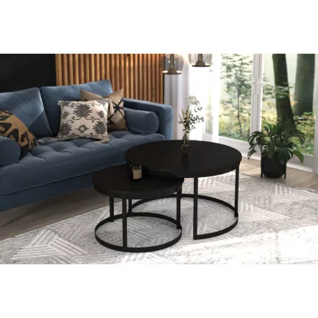 OKIN 2 az 1-ben kávéasztal, Fekete, Fekete