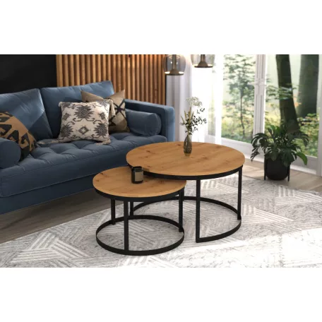 OKIN 2 az 1-ben kávéasztal, Fekete, Artisan