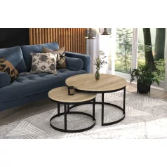 OKIN 2 az 1-ben kávéasztal, Fekete, Sonoma