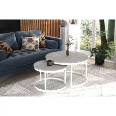 OKIN 2 az 1-ben kávéasztal, Fehér, Beton