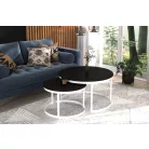 OKIN 2 az 1-ben kávéasztal, Fehér, Fekete