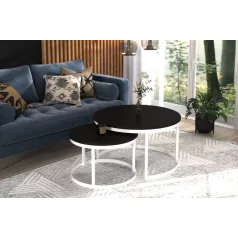 OKIN 2 az 1-ben kávéasztal, Fehér, Fekete