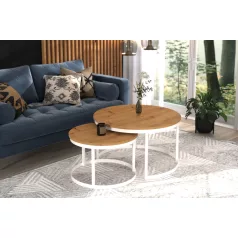 OKIN 2 az 1-ben kávéasztal, Fehér, Artisan