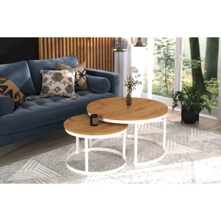 OKIN 2 az 1-ben kávéasztal, Fehér, Artisan