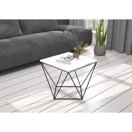 DIANA 50x50 kávéasztal, Fekete, Fehér
