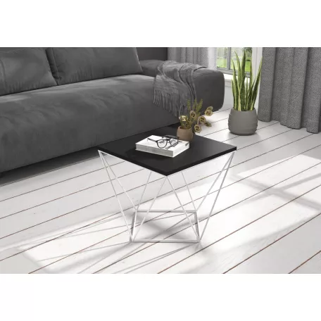 DIANA 50x50 kávéasztal, Fehér, Fekete