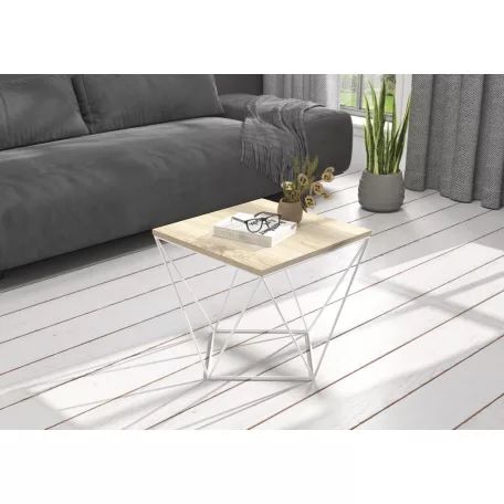 DIANA 50x50 kávéasztal, Fehér, Sonoma