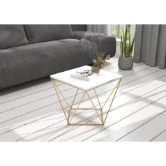 DIANA 50x50 kávéasztal, Arany, Fehér