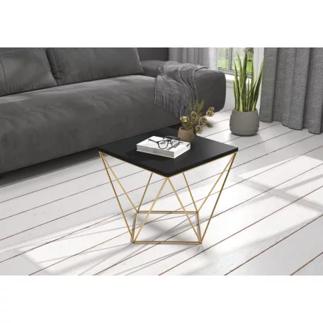 DIANA 50x50 kávéasztal, Arany, Fekete