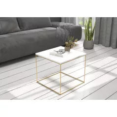 ELENA 50x50 kávéasztal, Arany, Fehér