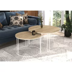 ETTA 2 az 1-ben kávéasztal, Fehér, Sonoma