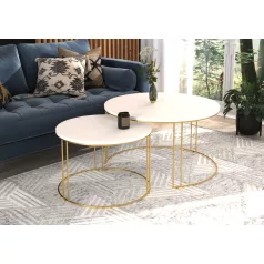 ETTA 2 az 1-ben kávéasztal, Arany, Fehér