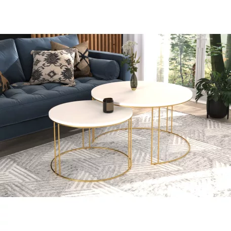 ETTA 2 az 1-ben kávéasztal, Arany, Fehér