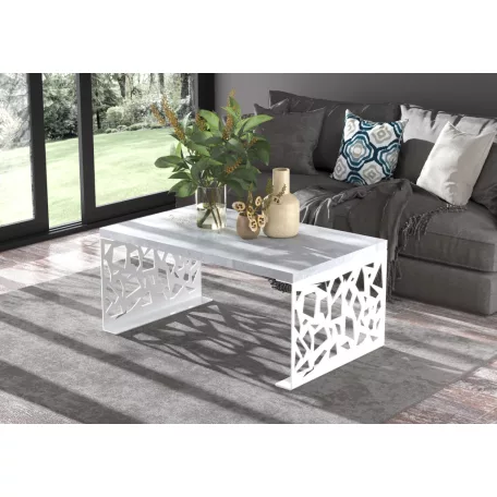 Kávézóasztal SEMARA 100x60, Fehér, Beton