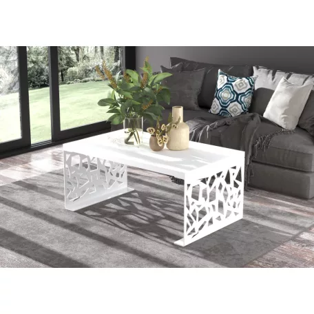 Kávézóasztal SEMARA 100x60, Fehér, Fehér