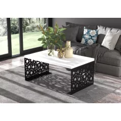 Kávézóasztal RINA 100x60, Fekete, Fehér