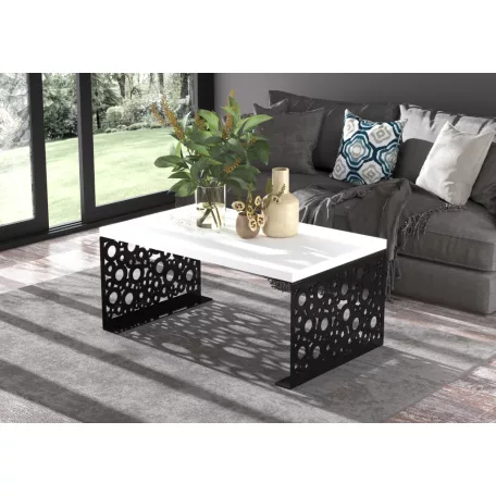 Kávézóasztal RINA 100x60, Fekete, Fehér