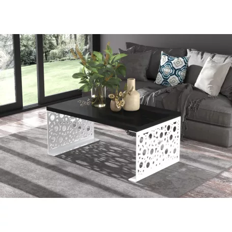 Kávézóasztal RINA 100x60, Fehér, Fekete