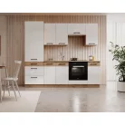 VIKA 240 konyhabútor, Fehér fényes, Lancelot tölgy